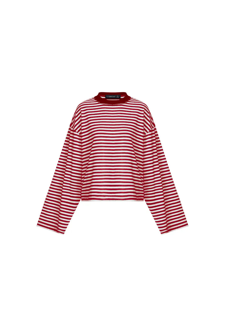 Lioness long sleeve stripe top Bloom  - Wine Stripe