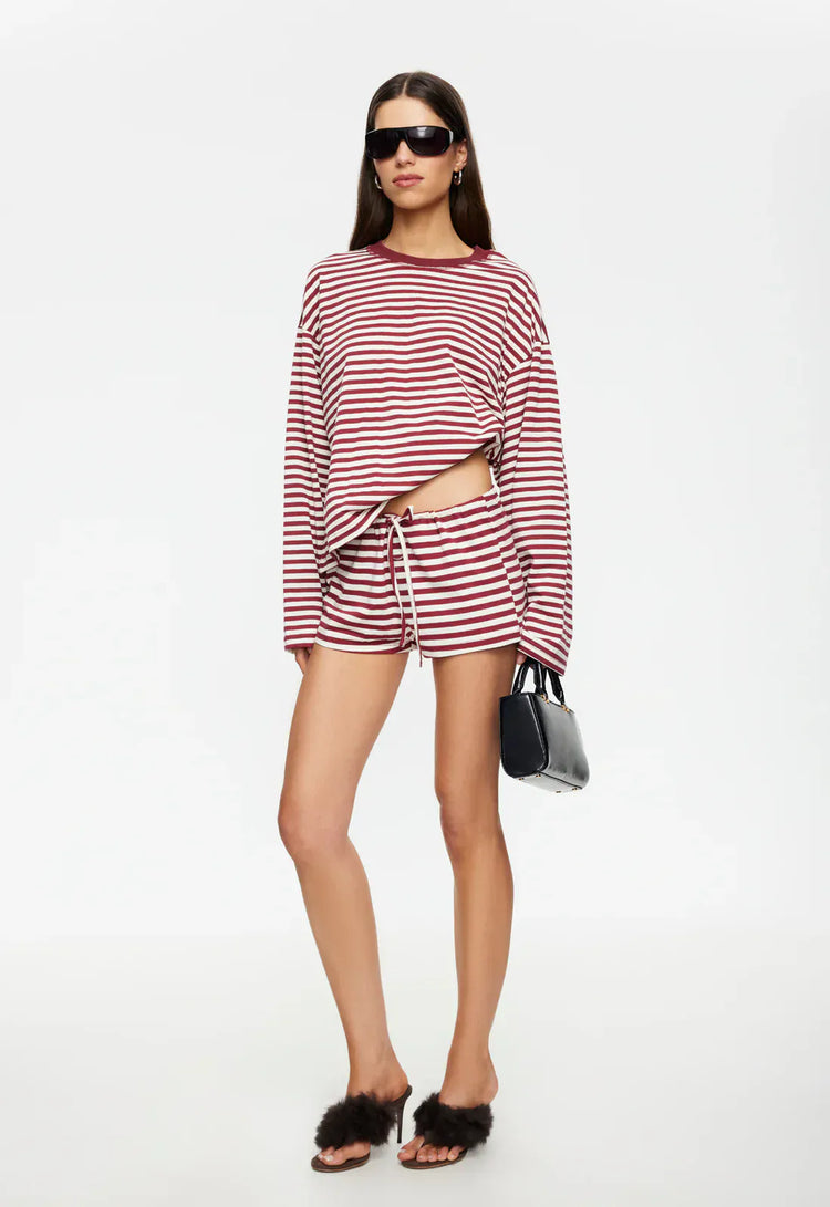 Lioness long sleeve stripe top Bloom  - Wine Stripe