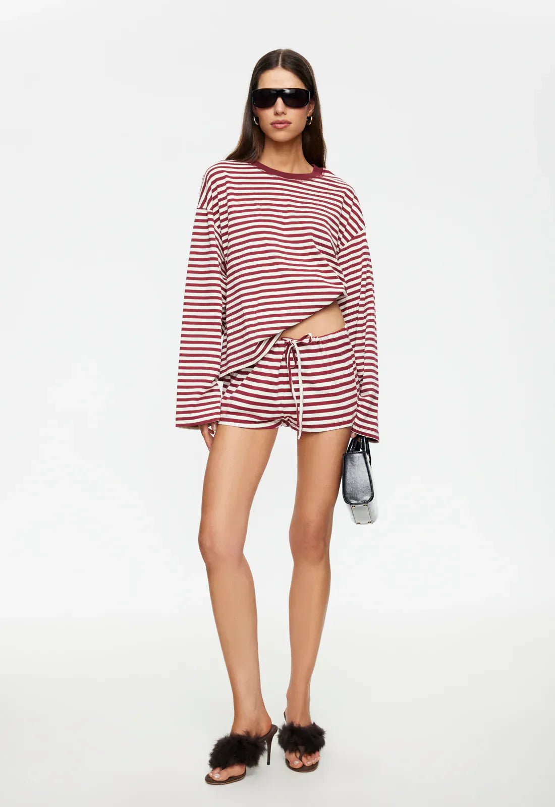 Lioness long sleeve stripe top Bloom  - Wine Stripe