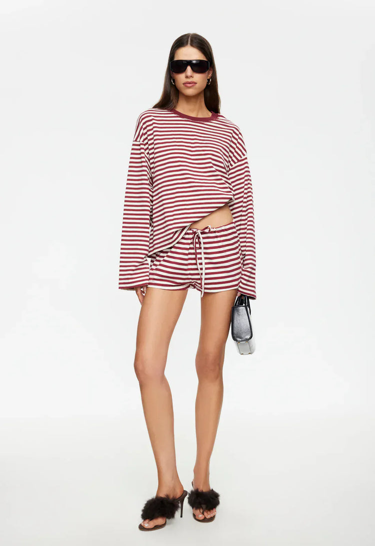 Lioness long sleeve stripe top Bloom  - Wine Stripe