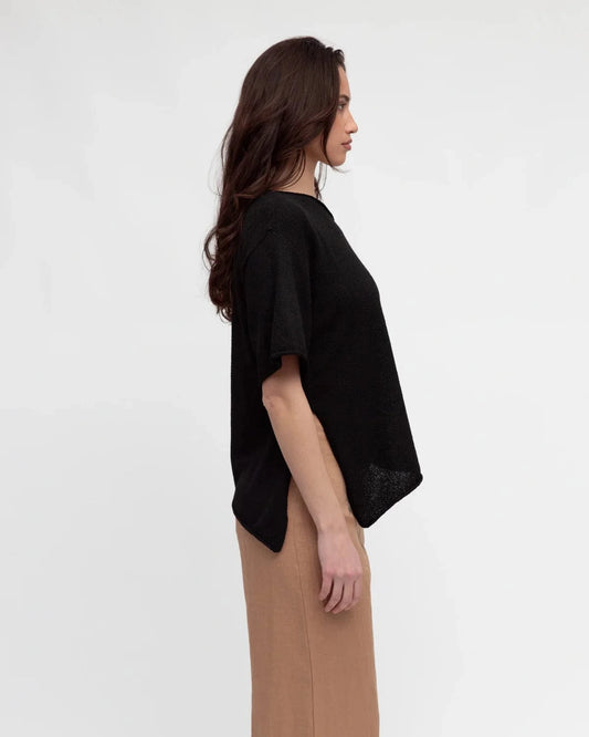 White Closet Top Boucle Knit - Black