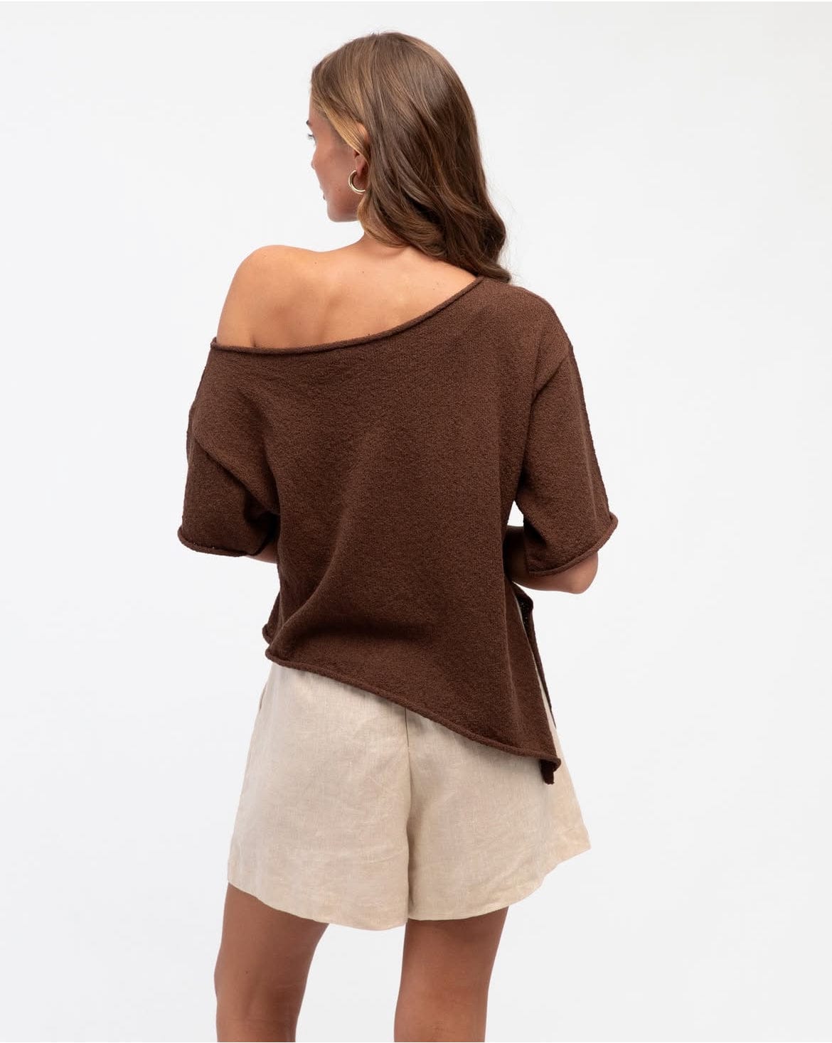 White Closet Top Boucle Knit - Choc