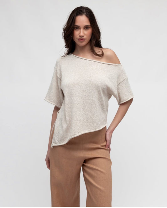 White Closet Top Boucle Knit - Oatmeal