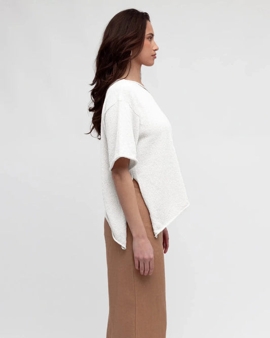 White Closet Top Boucle Knit - White