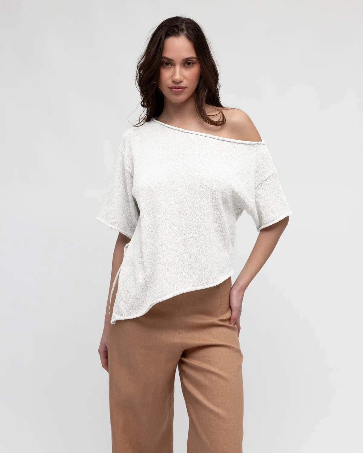 White Closet Top Boucle Knit - White