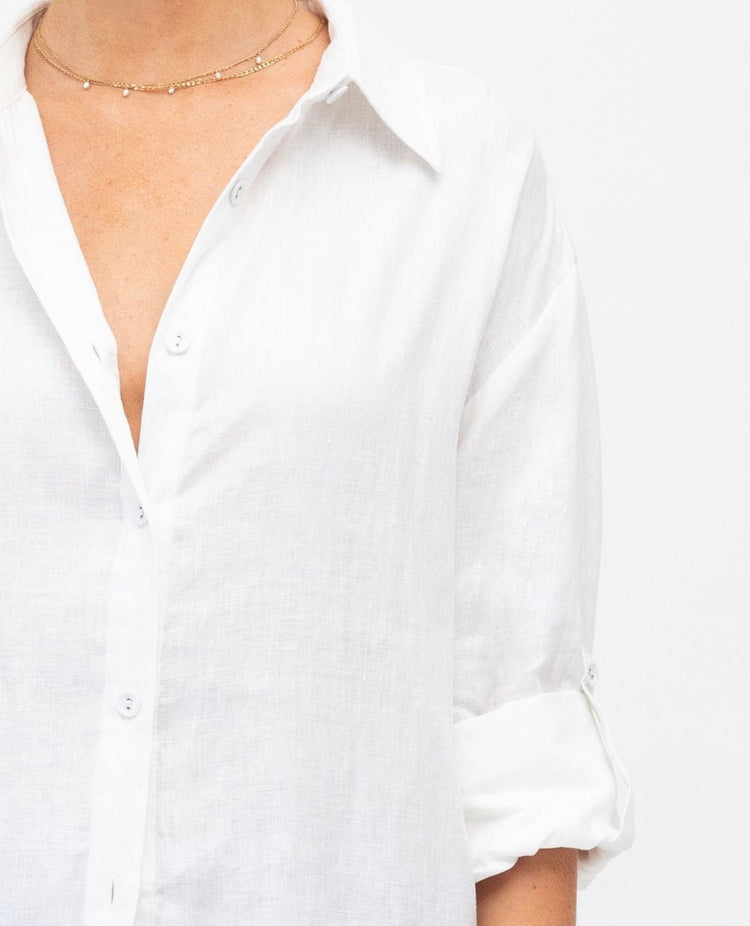 Paper Heart white linen shirt Button Up Shirt - White