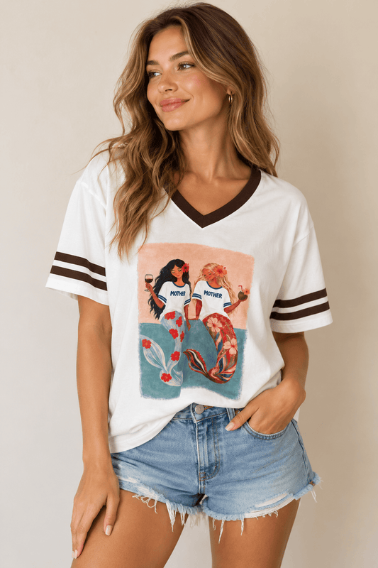 By Frankie Shirts & Tops By Frankie Mermaid Mother Tee - White
