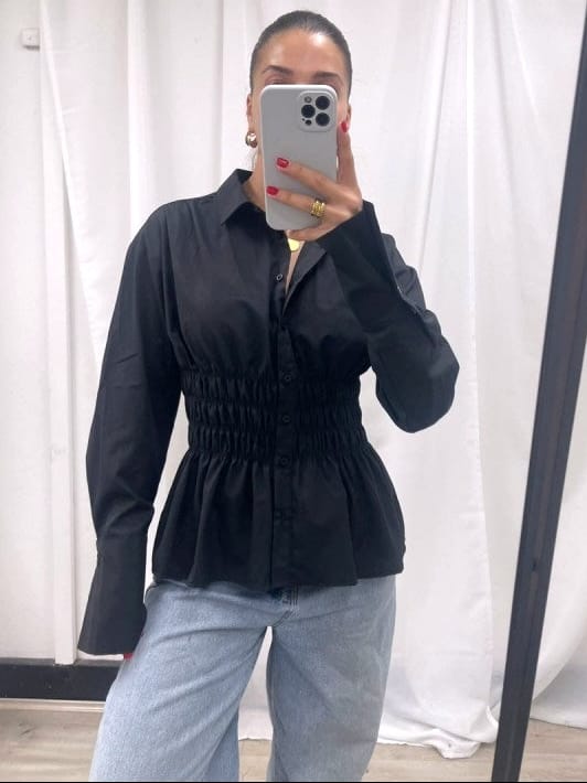 Pink Diamond Top Cally Shirt - Black