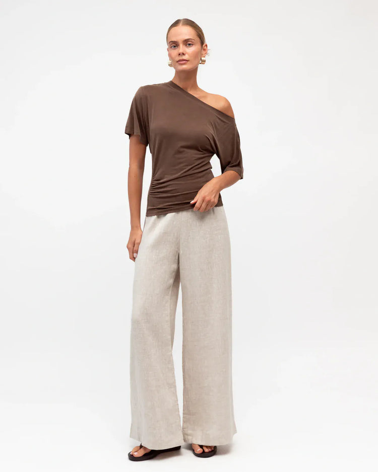 White Closet Shirts & Tops Cinched Top - Choc