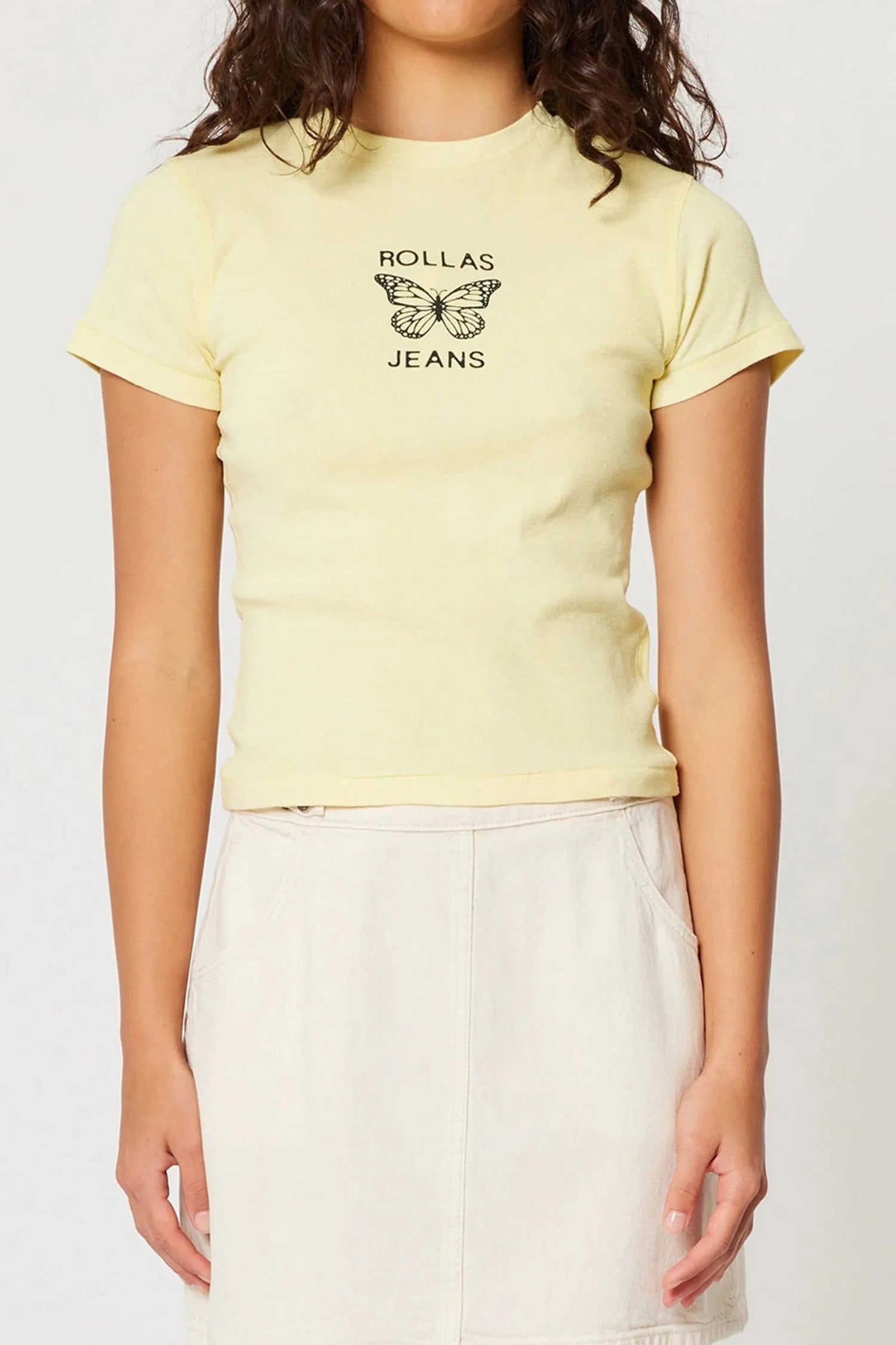 ROLLAS JEANS tee Classic Tee Butterfly - Limoncello