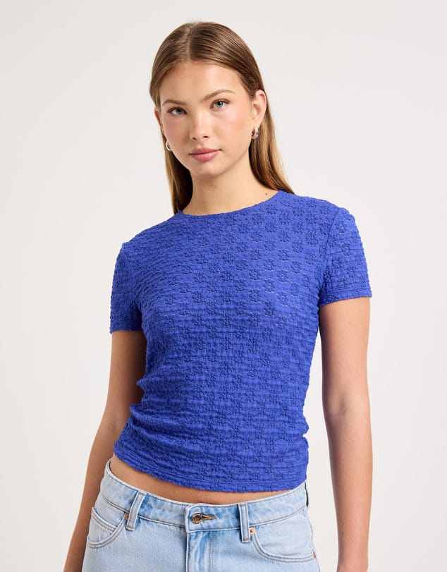 Rollas Jeans Top Daisy Lace Tee - Ultramarine