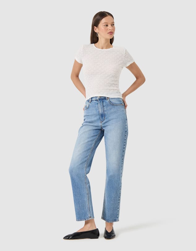 Rollas Jeans lace tee Daisy Lace Tee - White