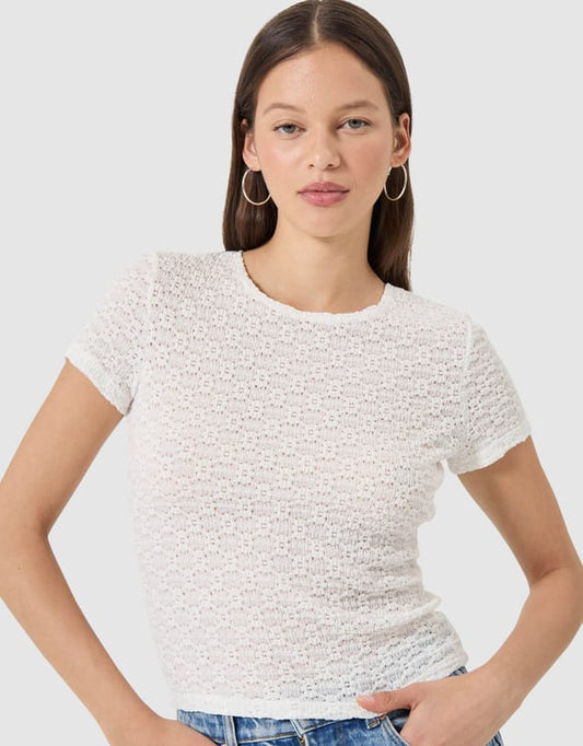 Rollas Jeans lace tee Daisy Lace Tee - White
