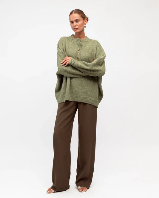 White Closet Knit top Dallas Knit Green