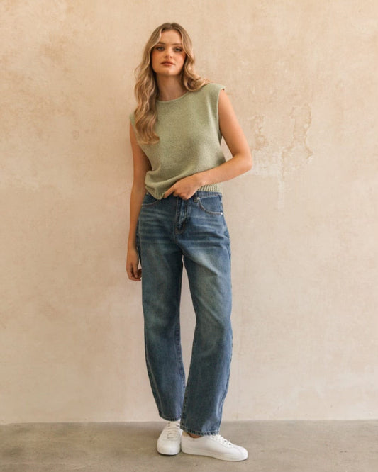 Ebby and I Knit top Destiny Knit - Matcha