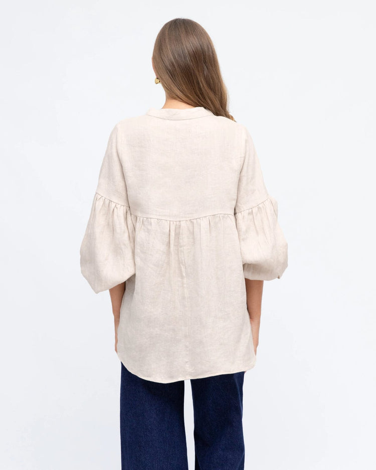 White Closet blouse Elsie Linen Top - Beige
