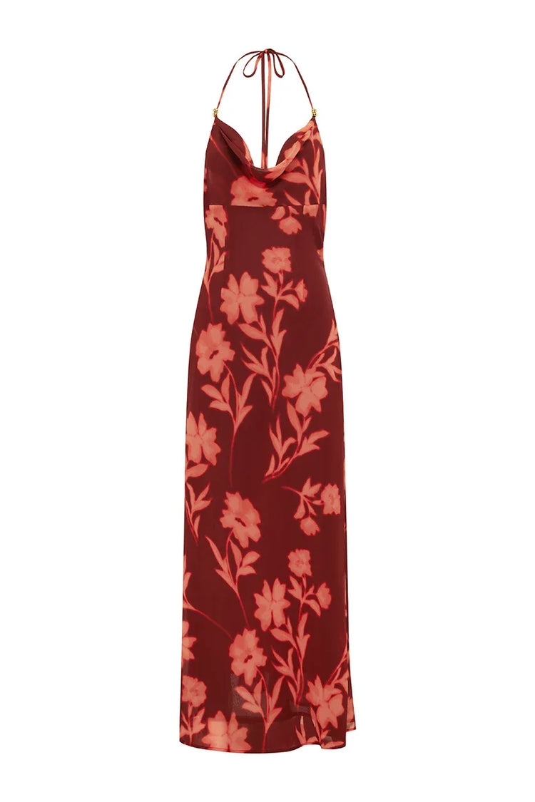 Runaway The Label formal dress EVE COWL CROSS BACK MAXI DRESS - ALMINA RED