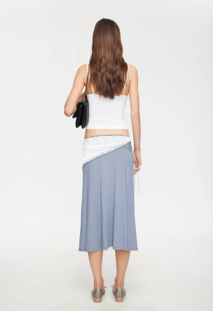 Lioness SKIRT FIRST KISS MIDI SKIRT - DUSTY BLUE