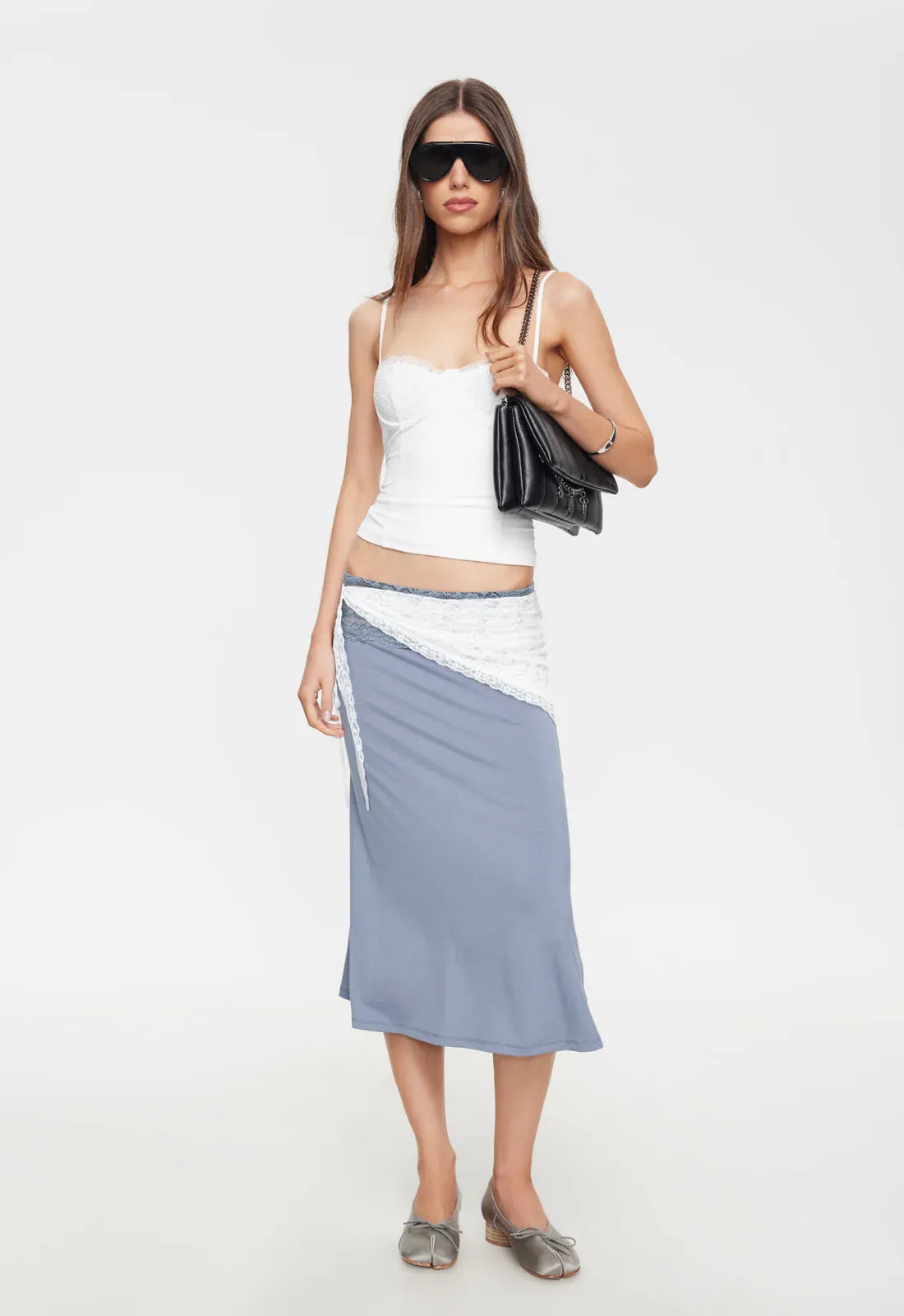 Lioness SKIRT FIRST KISS MIDI SKIRT - DUSTY BLUE