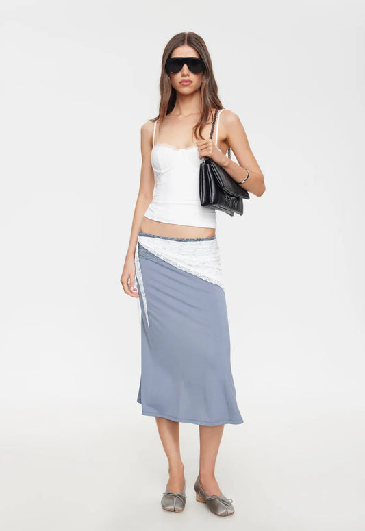Lioness SKIRT FIRST KISS MIDI SKIRT - DUSTY BLUE