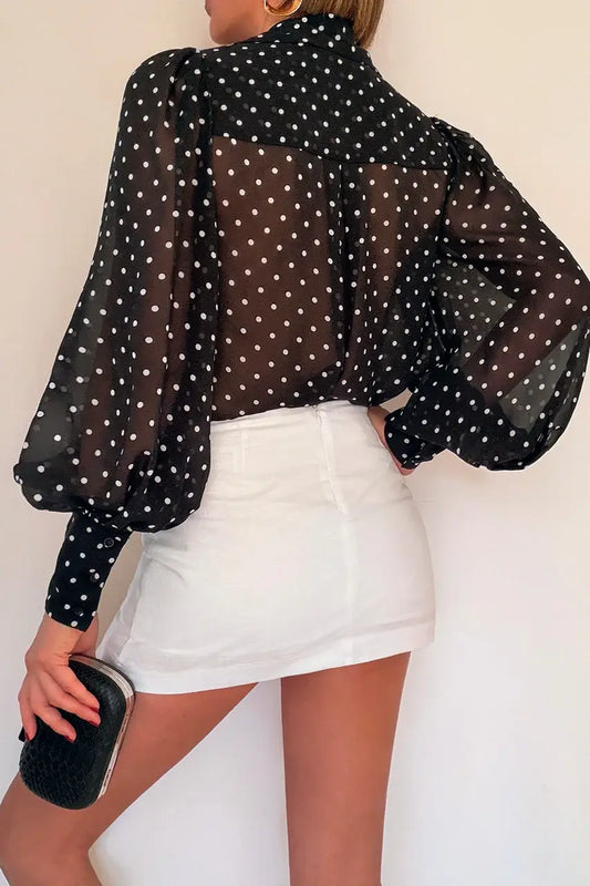Runaway The Label Top FLEETWOOD BLOUSE - Black Polka
