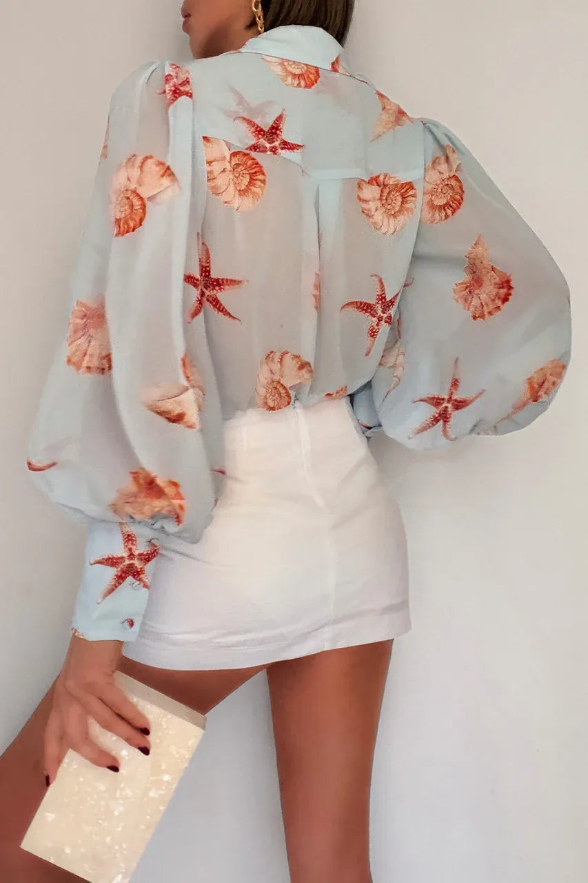 Runaway The Label blouse FLEETWOOD BLOUSE - ICE BLUE SEASHELL
