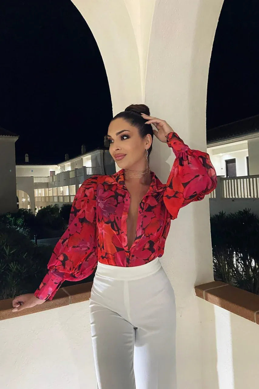 Runaway The Label Top FLEETWOOD BLOUSE - PINK ROMANCE