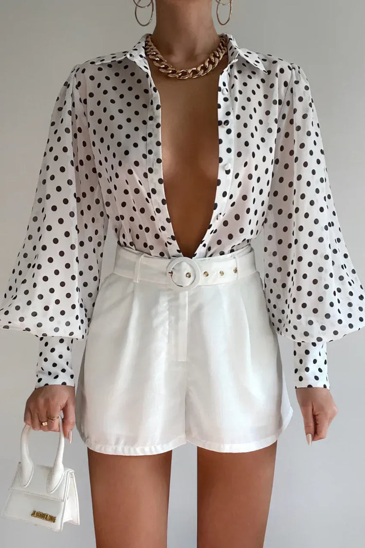 Runaway The Label Top FLEETWOOD BLOUSE - White Polka