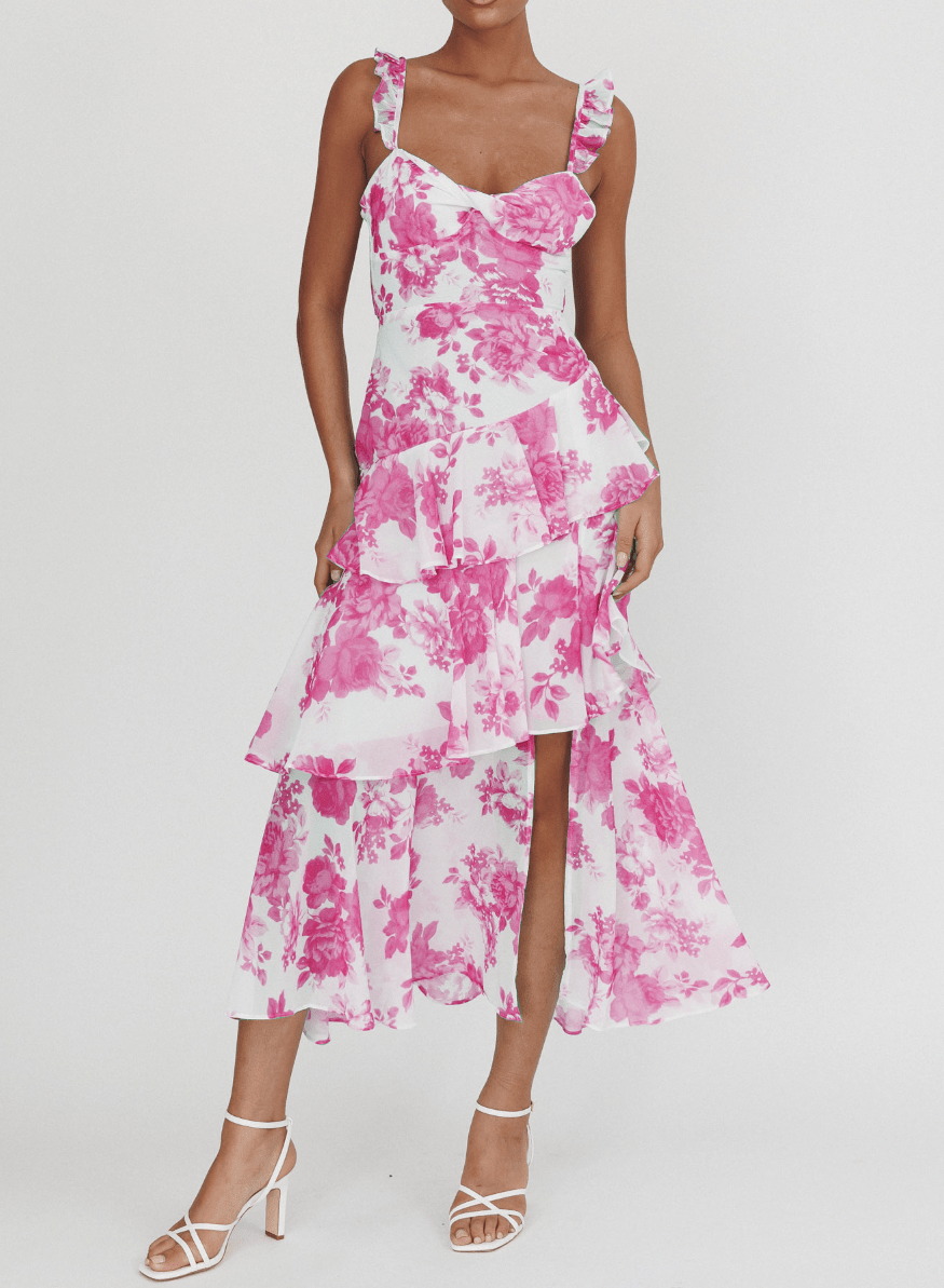 Saints & Secrets Floral Maxi Dress Floral Layer Maxi - Pink