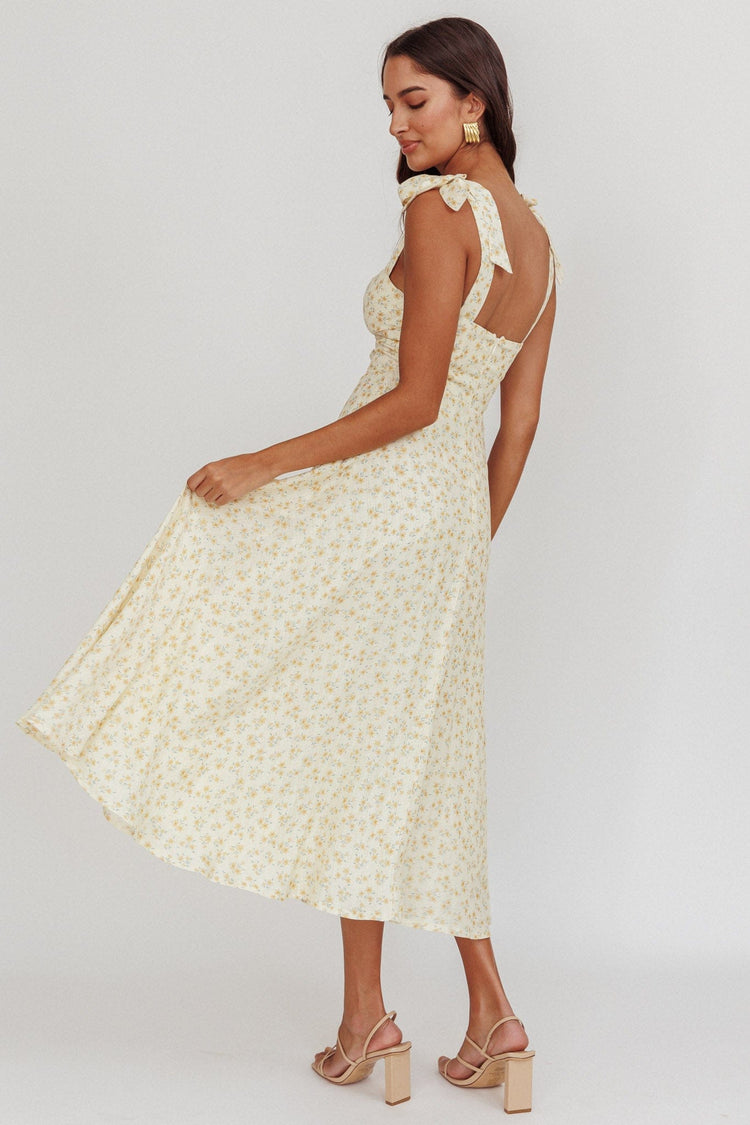 Here Comes The Sun floral midi dress Floral Midi - Yellow
