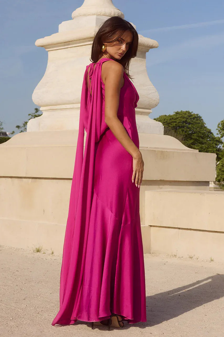 Runaway The Label formal dress GABRIELLA COWL MAXI DRESS - FUCHSIA