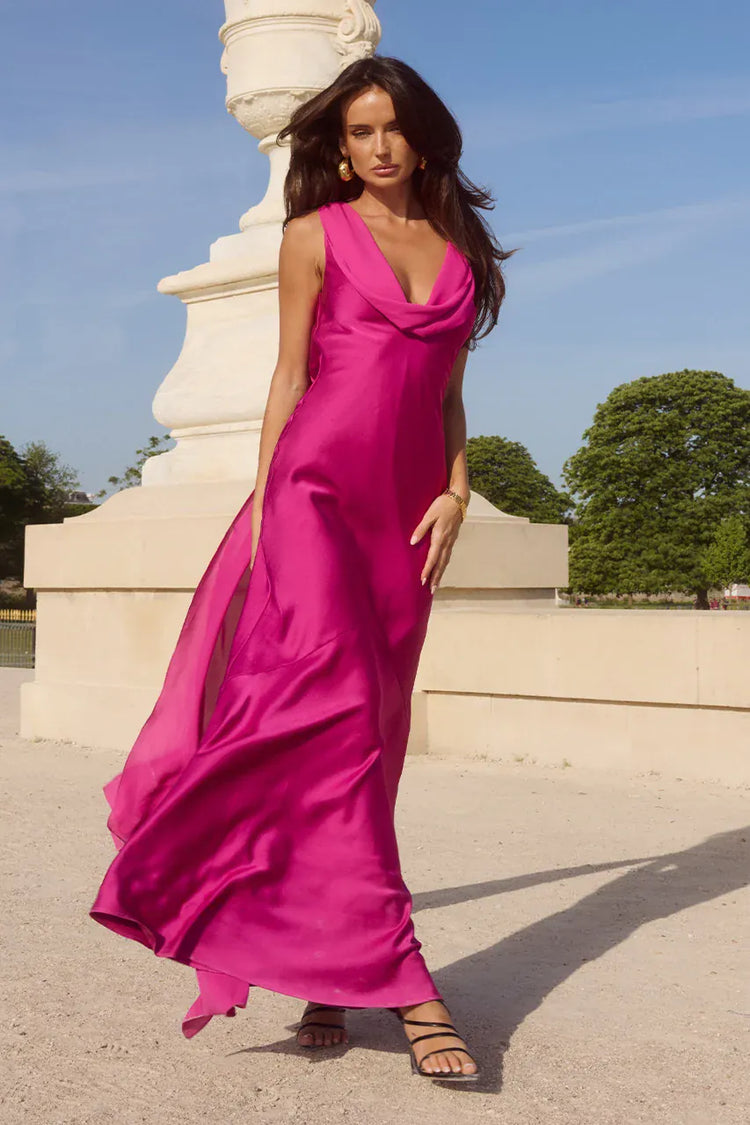 Runaway The Label formal dress GABRIELLA COWL MAXI DRESS - FUCHSIA
