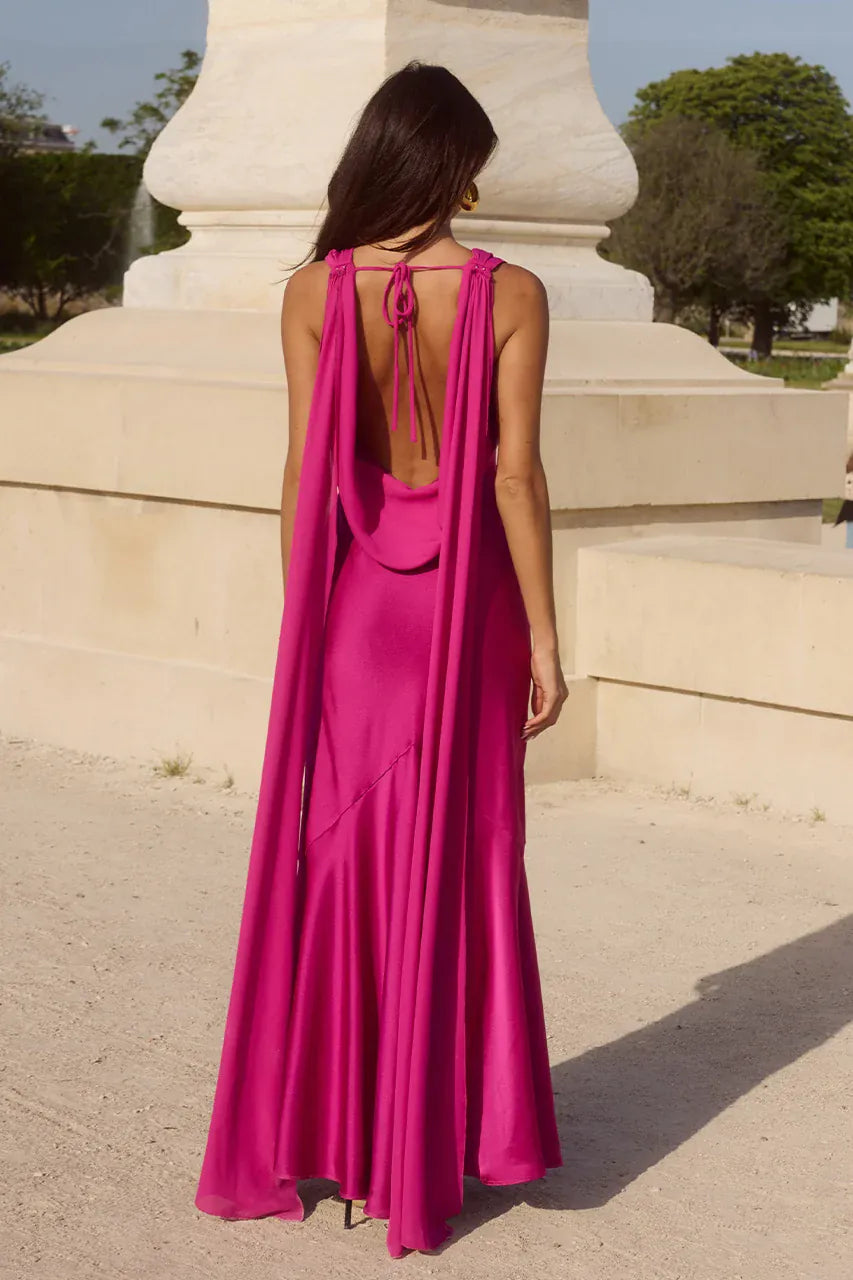 Runaway The Label formal dress GABRIELLA COWL MAXI DRESS - FUCHSIA