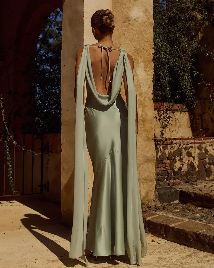 Runaway The Label formal dress GABRIELLA COWL MAXI DRESS - SAGE