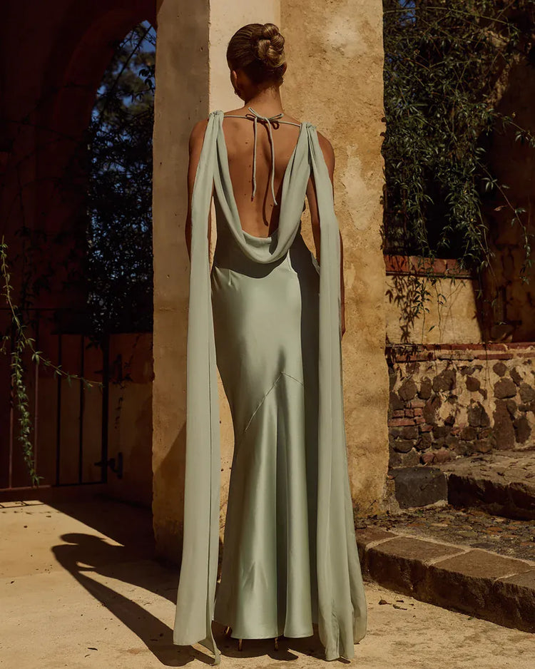 Runaway The Label formal dress GABRIELLA COWL MAXI DRESS - SAGE