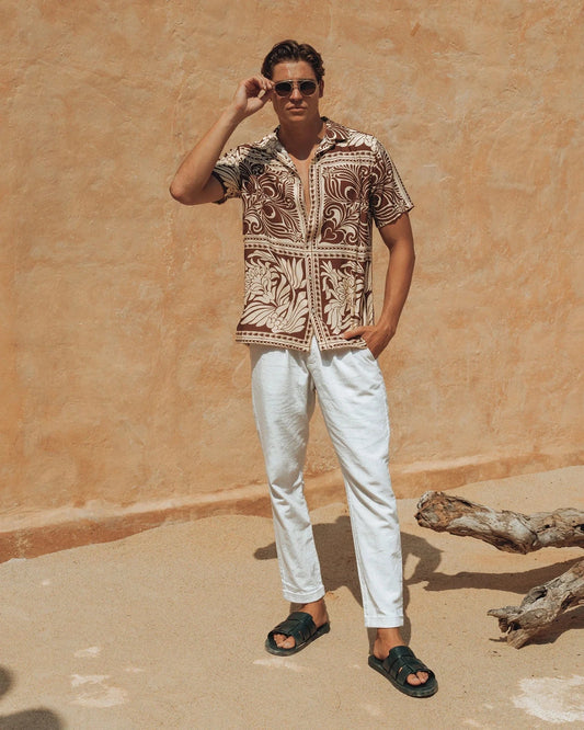 Runaway The Label Mens button shirt Havanna Shirt - Choc / Lemon