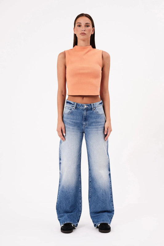 Abrand Jeans Top Heather Icon Mock Neck - Burnt Orange