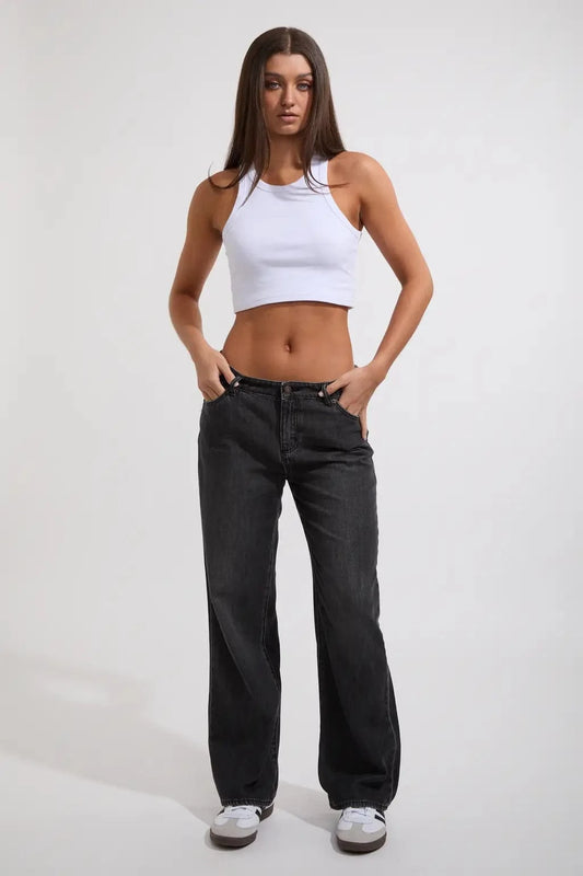 Rollas Jeans low rise jeans Heidi Low Jade Black