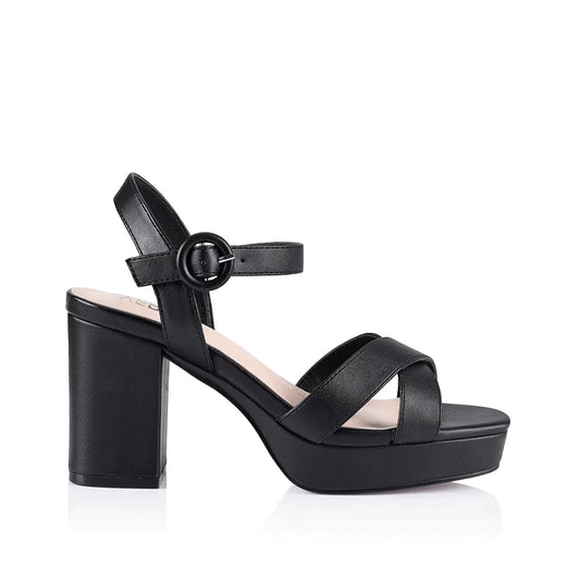 VERALI SHOES heels Heppell Platform Heels - Black Smooth