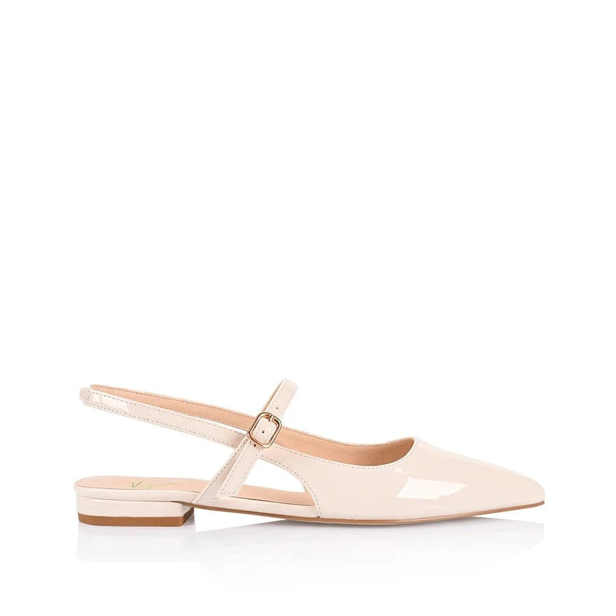 VERALI SHOES Bone flats Hiatus Sling Back Flats - Bone White Patent