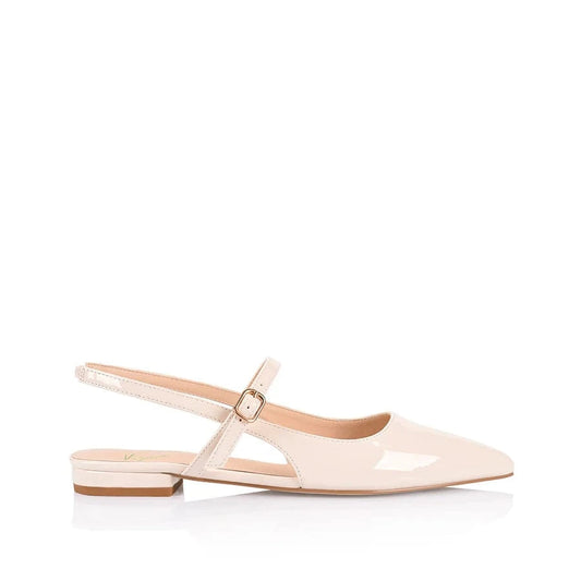 VERALI SHOES Bone flats Hiatus Sling Back Flats - Bone White Patent