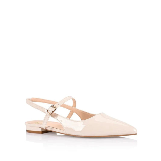 VERALI SHOES Bone flats Hiatus Sling Back Flats - Bone White Patent