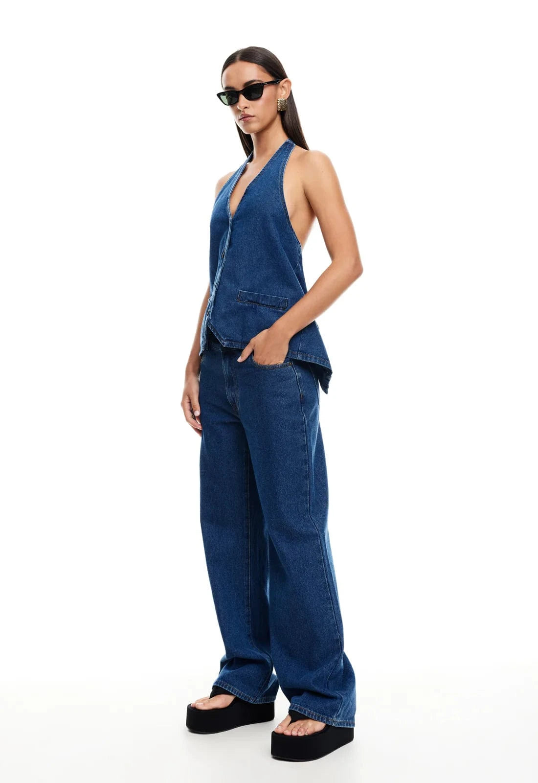 Lioness Shirts & Tops Hills Halter - Dark Denim