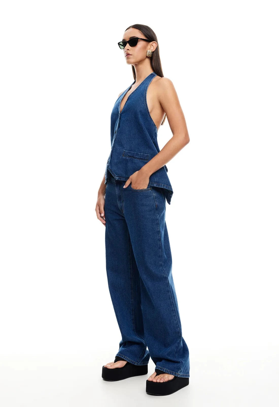 Lioness Shirts & Tops Hills Halter - Dark Denim
