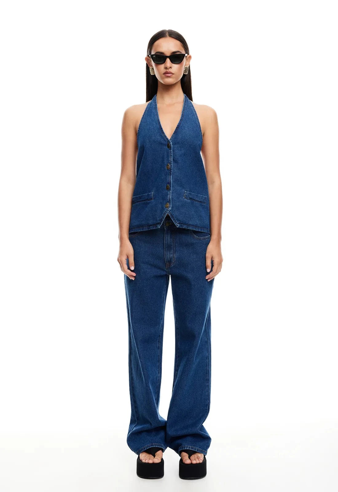 Lioness Shirts & Tops Hills Halter - Dark Denim