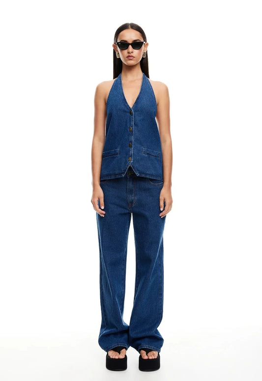 Lioness Shirts & Tops Hills Halter - Dark Denim