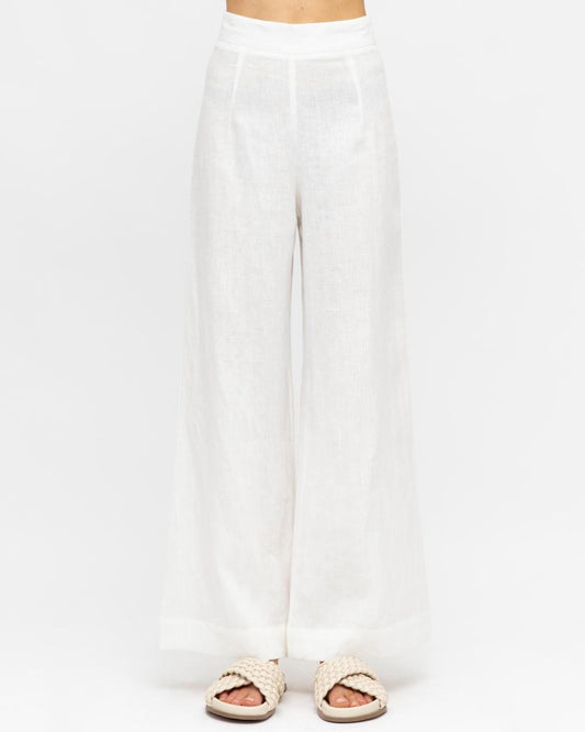 White Closet linen wide leg pants Kara Linen Pants - White