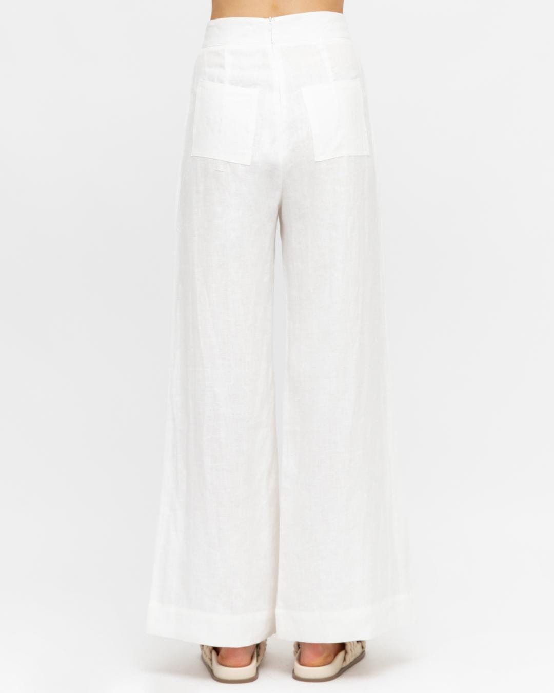 White Closet linen wide leg pants Kara Linen Pants - White