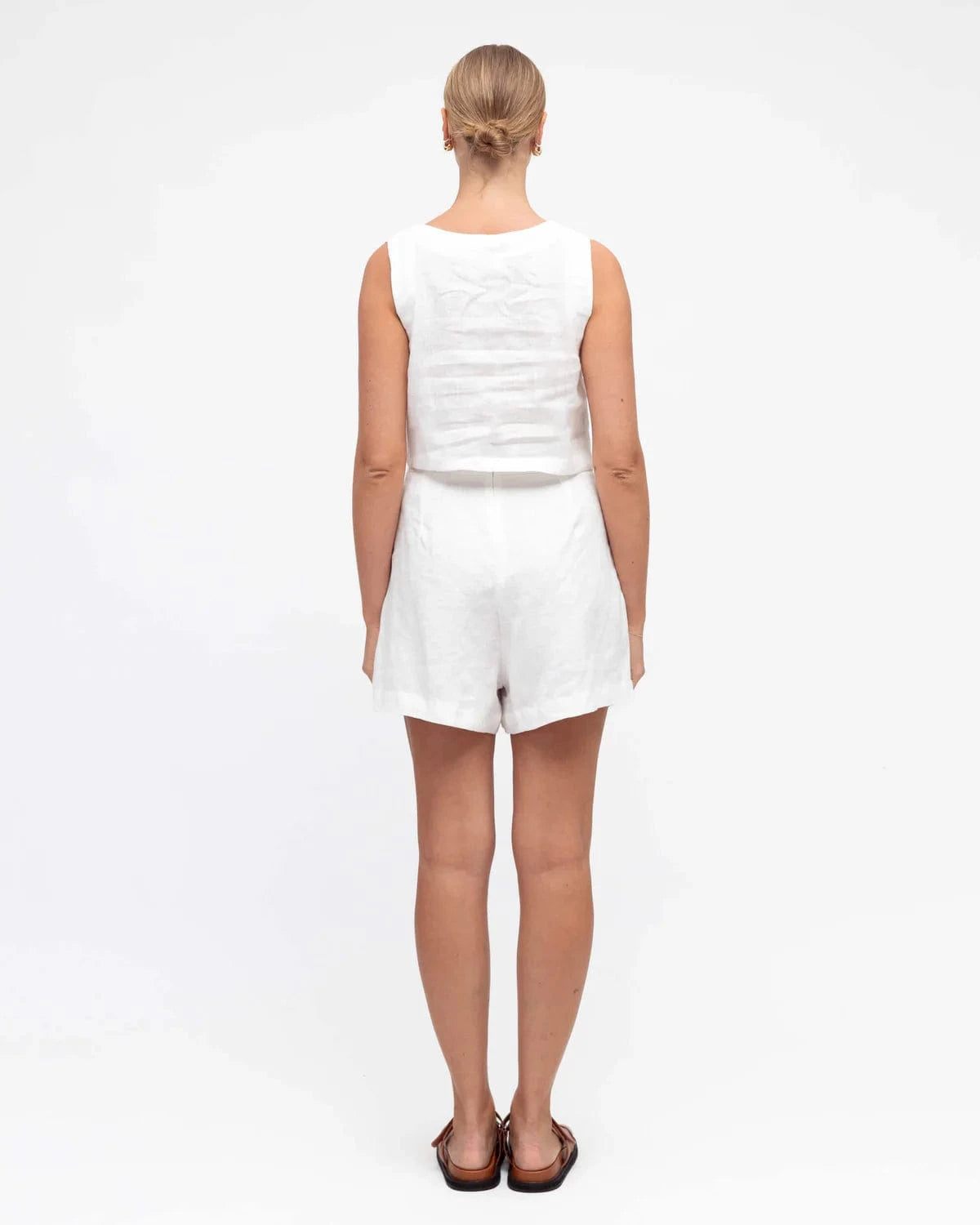 White Closet Shorts Kara Linen Shorts - White