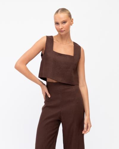 White Closet linen crop top Kara Linen Top